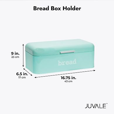 Stainless Steel Bread Box for Kitchen Countertop, Large Bread Box Bagel Bin for 2 Loaves, English Muffins (Mint Green, 17 x 9 x 6.5 In)