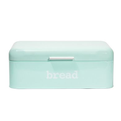 Stainless Steel Bread Box for Kitchen Countertop, Large Bread Box Bagel Bin for 2 Loaves, English Muffins (Mint Green, 17 x 9 x 6.5 In)