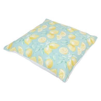 18" Blue and Yellow Tropical Lemons Square Throw Pillow