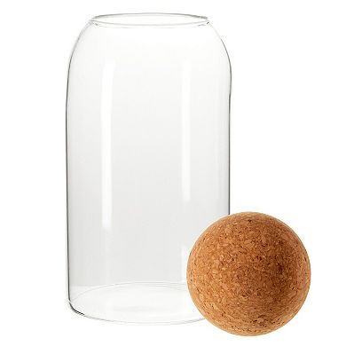 Set of 4 Cork Ball Lid Glass Jars, Tall Food Storage Containers for Pantry, Coffee Storage (4 Sizes)