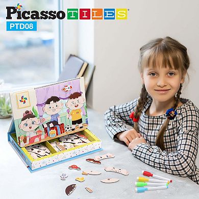 Picasso Tiles 108pcs Magnetic Face Puzzle Book