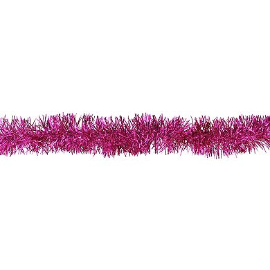 Shiny Pink Traditional Tinsel Garland - 50 feet  Unlit