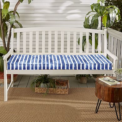 Sorra Home Nelson Commodore Blue Outdoor Indoor Corded Bench Cushion