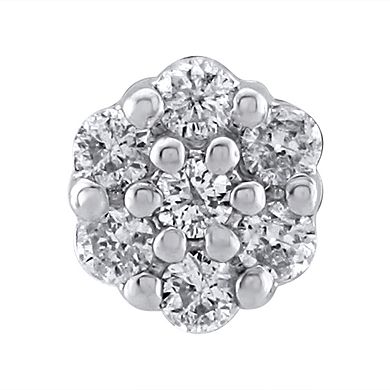 Yours and Mined 10k White Gold 1/10 Carat T.W. Diamond Cluster Stud Earrings