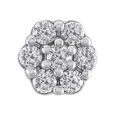 Yours and Mined 10k White Gold 1/4 Carat T.W. Diamond Cluster Stud Earrings