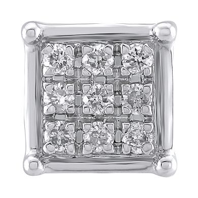 Yours and Mined 10k White Gold 1/10 Carat T.W. Diamond Stud Earrings