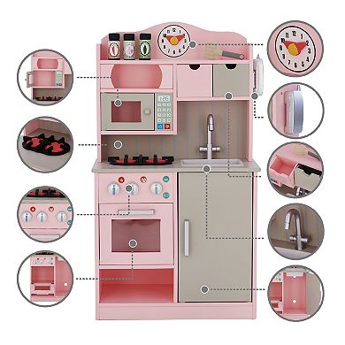 Teamson Kids Little Chef Florence Classic Play Kitchen - Pink & Grey