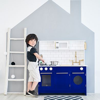 Teamson Kids Little Chef Berlin Modern Play Kitchen - White & Blue