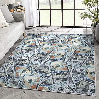 Well Woven Money Dollar Front Bill Machine Washable Are Rug