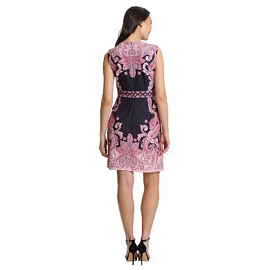 Women's London Times Jewelneck Mini Sheath Dress