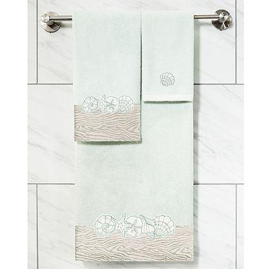 Linum Home Textiles Turkish Cotton Shell Row 2-piece Embellished Bath Towel Set