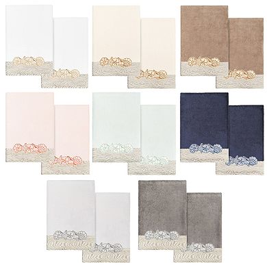 Linum Home Textiles Turkish Cotton Shell Row 2-piece Embellished Bath Towel Set