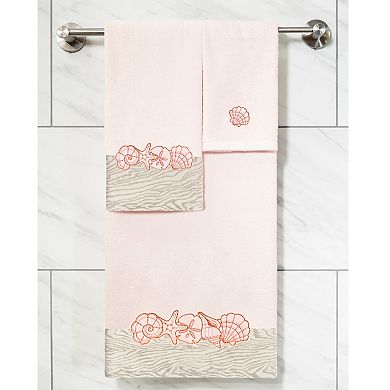 Linum Home Textiles Turkish Cotton Shell Row 2-piece Embellished Hand Towel Set