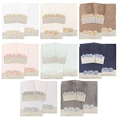 Linum Home Textiles Turkish Cotton Shell Row 4-piece Embellished Towel Set