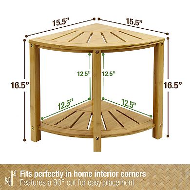 Sorbus Bamboo Corner Shower Bench or Side Table