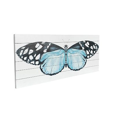 Gallery 57 Blue Moth Planked Wall Art