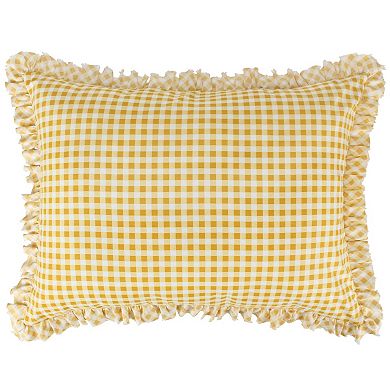Greenland Home Somerset Ruffle-Trimmed Quilted Reversible Pillow Sham, Gold