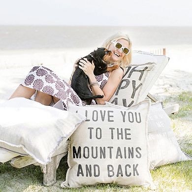 22" Brown Decorative Euro Pillow with I Love You To The Mountain and Back Print Design