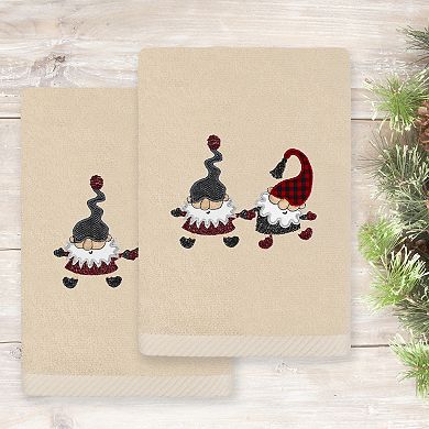 Linum Home Textiles Christmas Gnomes Embroidered Luxury Turkish Cotton Set of 2 Hand Towels