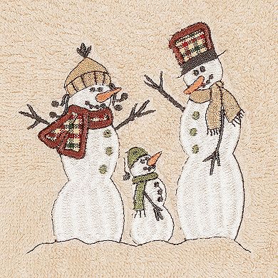 Linum Home Textiles Christmas Snow Family Embroidered Luxury Turkish Cotton Hand Towel