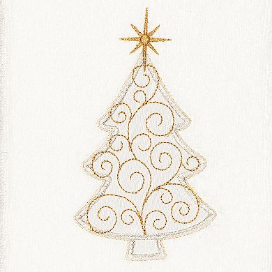 Linum Home Textiles Christmas Scroll Tree Embroidered Luxury Turkish Cotton Hand Towel