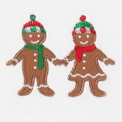 Linum Home Textiles Christmas Gingerbread Embroidered Luxury Turkish Cotton Hand Towel