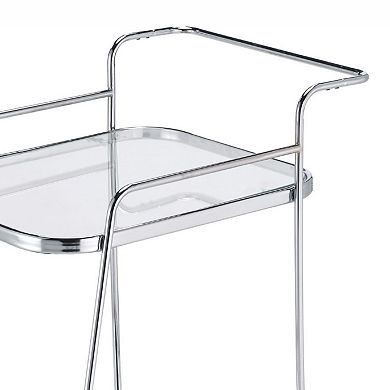 Clear Glass 2-Tier Serving Cart With Chrome Finish