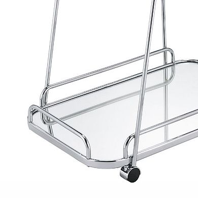 Clear Glass 2-Tier Serving Cart With Chrome Finish