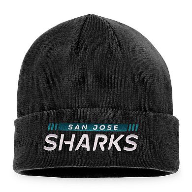 Men's Fanatics Branded Black San Jose Sharks Authentic Pro Rink Cuffed Knit Hat