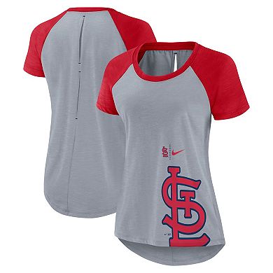 Women's Nike Heather Gray St. Louis Cardinals Summer Breeze Raglan Fashion T-Shirt