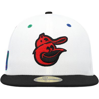 Men's New Era White/Black Baltimore Orioles  Primary Eye 59FIFTY Fitted Hat