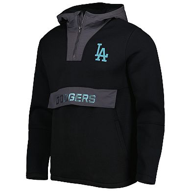 Men's Levelwear Black Los Angeles Dodgers Ruckus Quarter-Zip Hoodie