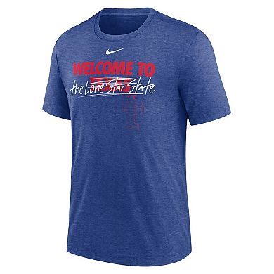 Men's Nike Heather Royal Texas Rangers Home Spin Tri-Blend T-Shirt