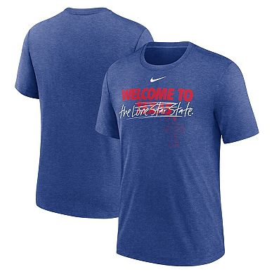Men's Nike Heather Royal Texas Rangers Home Spin Tri-Blend T-Shirt