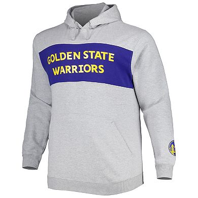 Men's Fanatics Branded Heather Gray Golden State Warriors Big & Tall Wordmark Pullover Hoodie