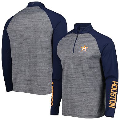 Men's Levelwear Heather Gray Houston Astros Vandal Raglan Quarter-Zip Top