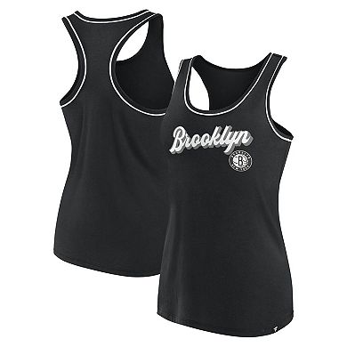 Women's Fanatics Branded Black Brooklyn Nets Wordmark Logo Racerback Tank Top