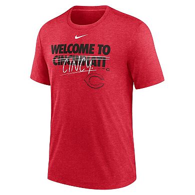 Men's Nike Heather Red Cincinnati Reds Home Spin Tri-Blend T-Shirt