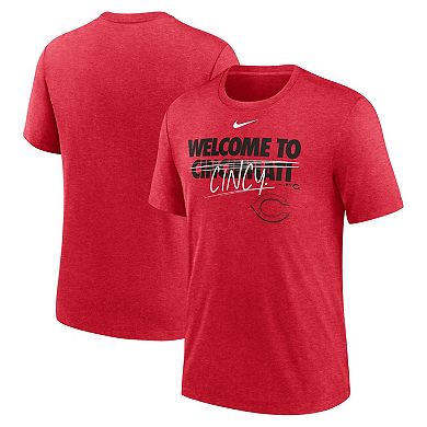 Men's Nike Heather Red Cincinnati Reds Home Spin Tri-Blend T-Shirt