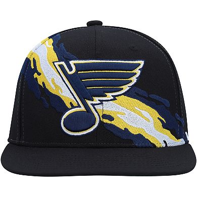 Men's Mitchell & Ness Black St. Louis Blues Vintage Paintbrush Snapback Hat