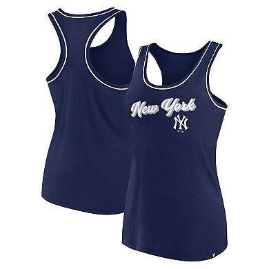 Women's Fanatics Branded Navy New York Yankees Wordmark Logo Racerback Tank Top