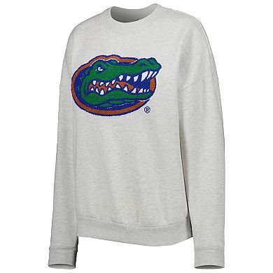 Women's Gameday Couture Heather Gray Florida Gators Chenille Patch Fleece Pullover Sweatshirt