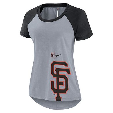 Women's Nike Heather Gray San Francisco Giants Summer Breeze Raglan Fashion T-Shirt