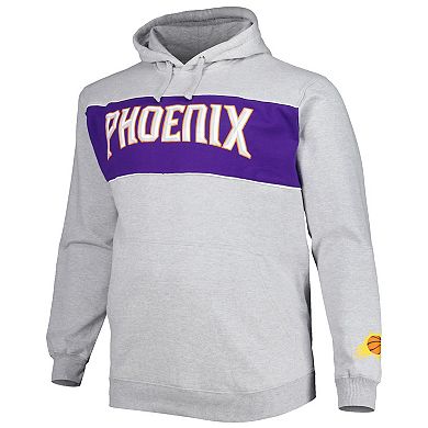 Men's Fanatics Branded Heather Gray Phoenix Suns Big & Tall Wordmark Pullover Hoodie