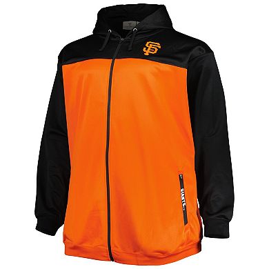 Men's Black/Orange San Francisco Giants Big & Tall Yoke Full-Zip Hoodie