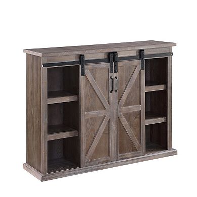 TV Stand with 2 Barn Sliding Doors and Farmhouse Style, Rustic Brown