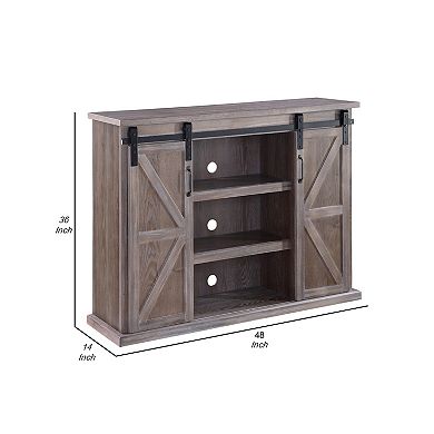 TV Stand with 2 Barn Sliding Doors and Farmhouse Style, Rustic Brown