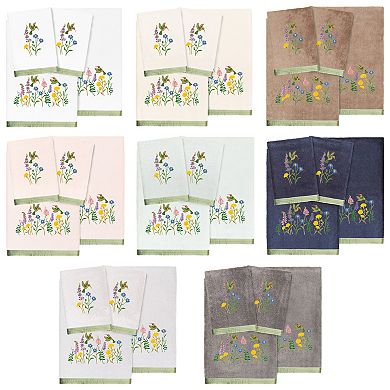 Linum Home Textiles Turkish Cotton Hada 4-piece Embellished Towel Set