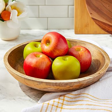 Realistic Artificial Fruit Applies for Kitchen Decor, Red Green (2.5 In, 6 Pack)