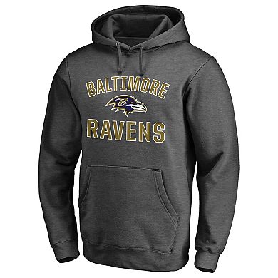 Men's Fanatics Heathered Charcoal Baltimore Ravens Big & Tall Victory Arch Logo Pullover Hoodie